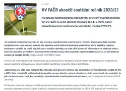 VV FAČR ukončil soutěžní ročník 2020/21